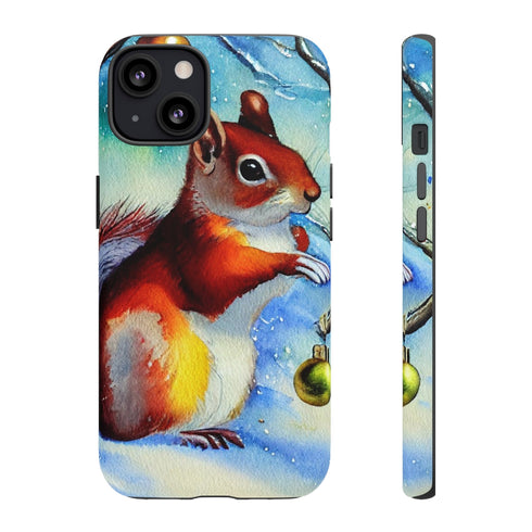 A Squirrel Decorates the Forest for Christmas - Impact Resistant Phone Case iPhone 13 Matte